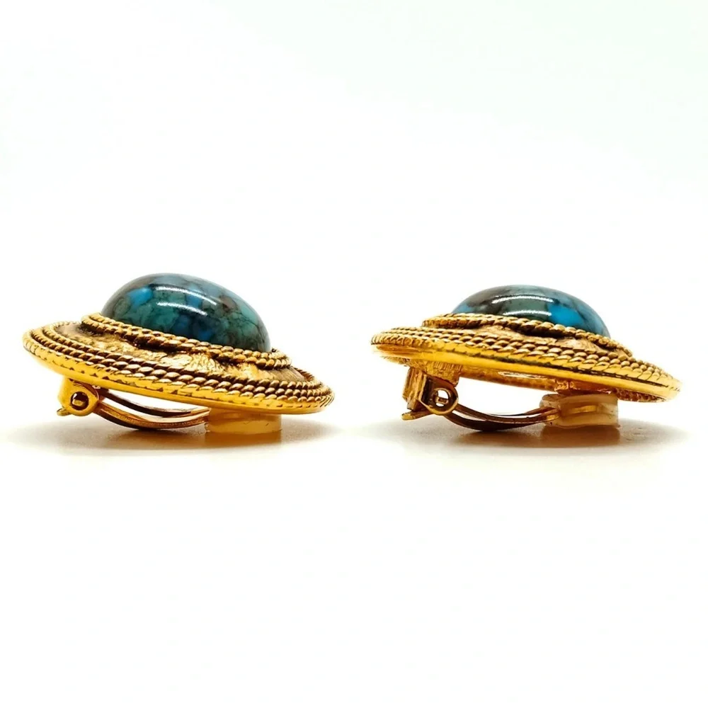 Chanel Blue Stone Clip On Earrings